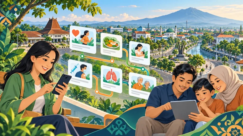 Ilustrasi membaca artikel informasi JKN dan PRB di Purwokerto